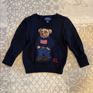 Polo by Ralph Lauren Navy Teddy Bear Knit Sweater - Kids 2T